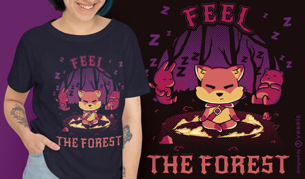Katzentier meditiert im Holz-T-Shirt-Design