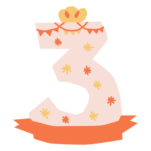 Number three with a crown on it PNG Design