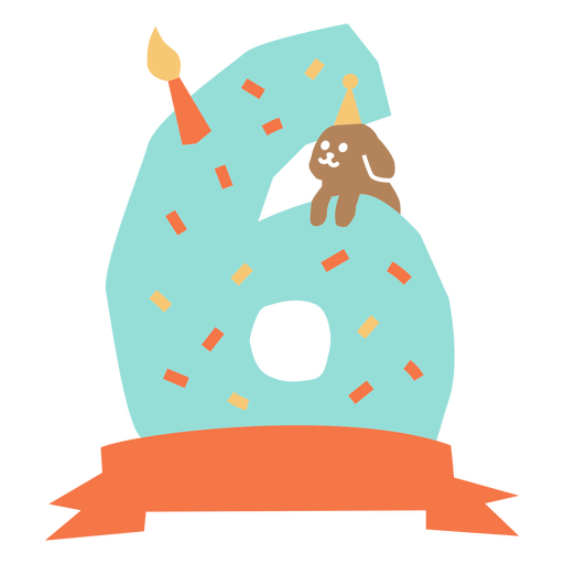 Birthday number six with a dog and sprinkles PNG Design