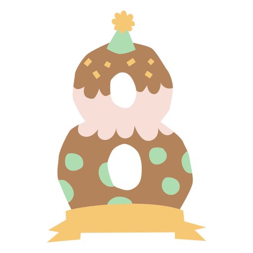 Bolo de aniversário com um número oito Desenho PNG