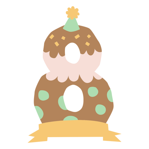 Pastel de cumpleaños con el número ocho Diseño PNG