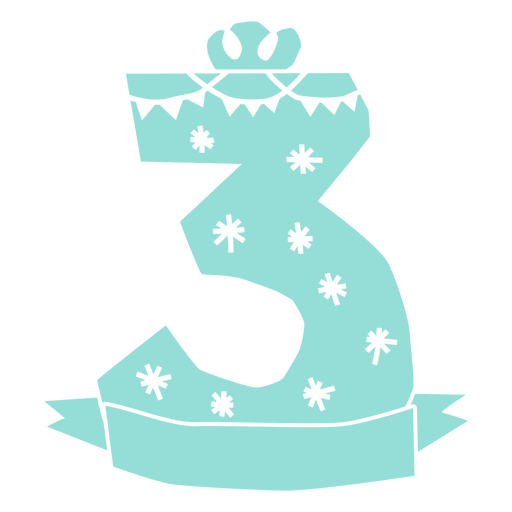 Drawing of a number three with a bow PNG Design