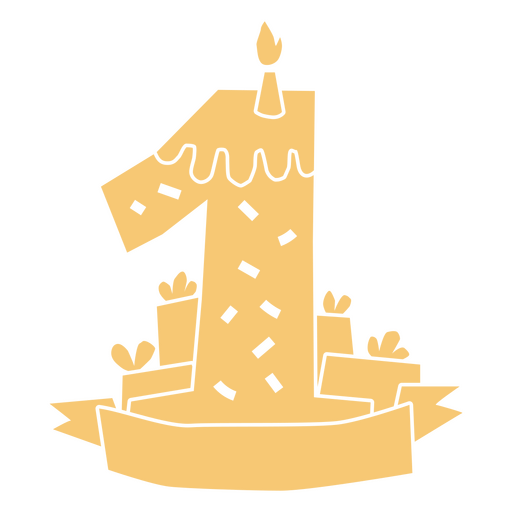 Cartoon image of a birthday cake with a candle PNG Design