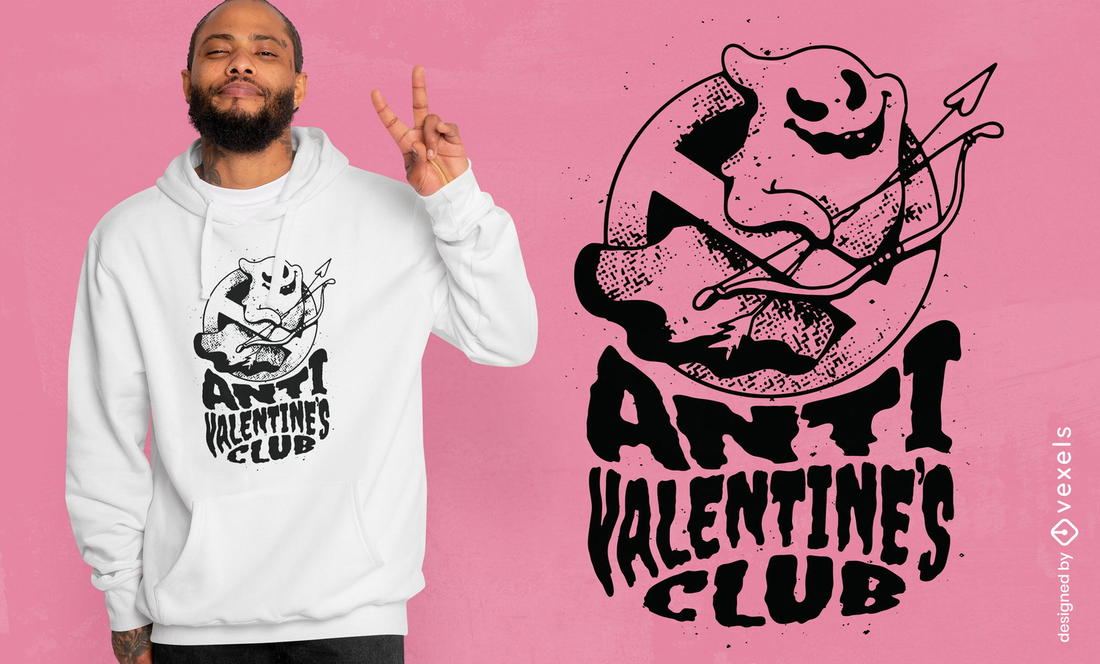 Diseño de camiseta fantasma contra el día de san valentín