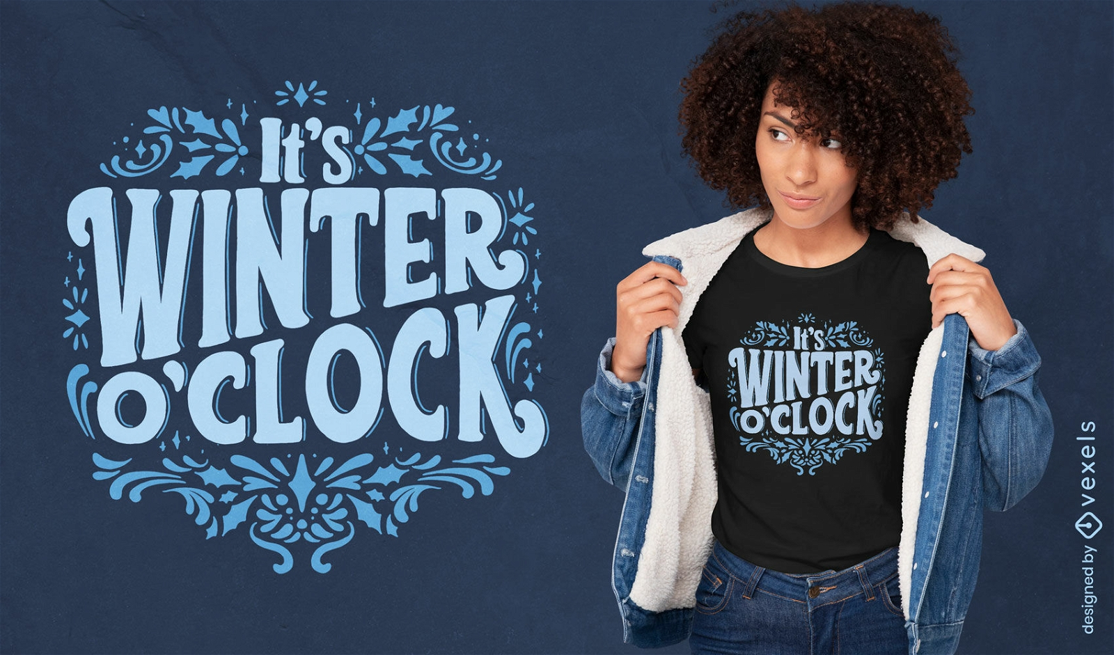 Design de camiseta de decoração de letras de inverno