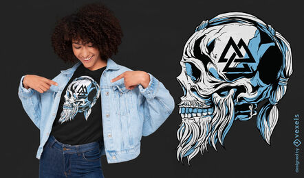 Design de camiseta de caveira e barba Viking