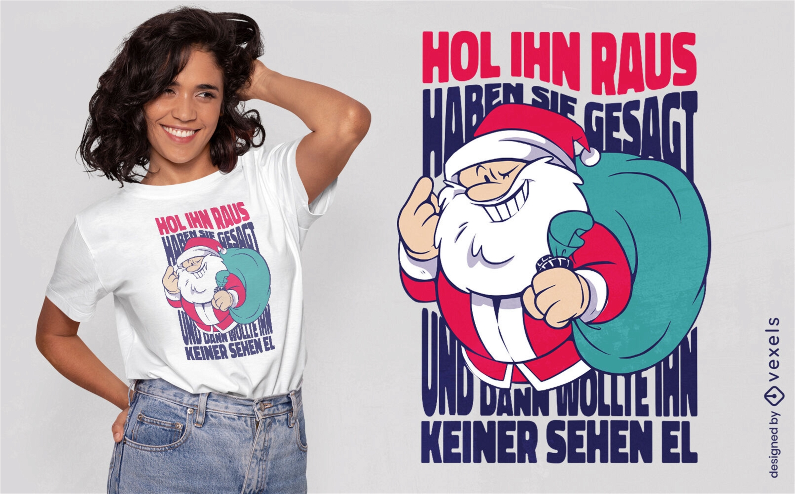 Cartoon Santa f?r Weihnachts-T-Shirt-Design