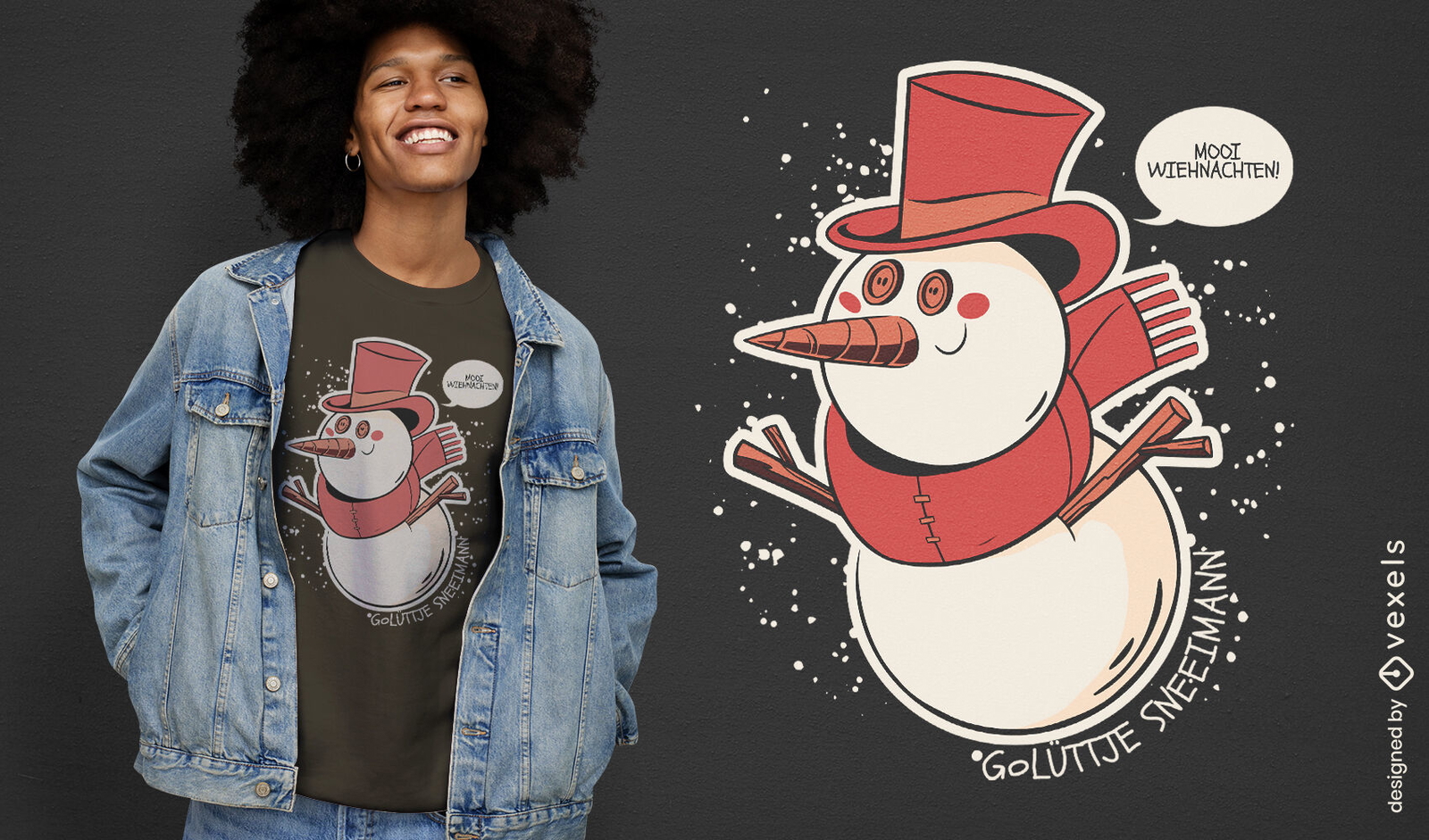 Diseño de camiseta de navidad feliz snwoman