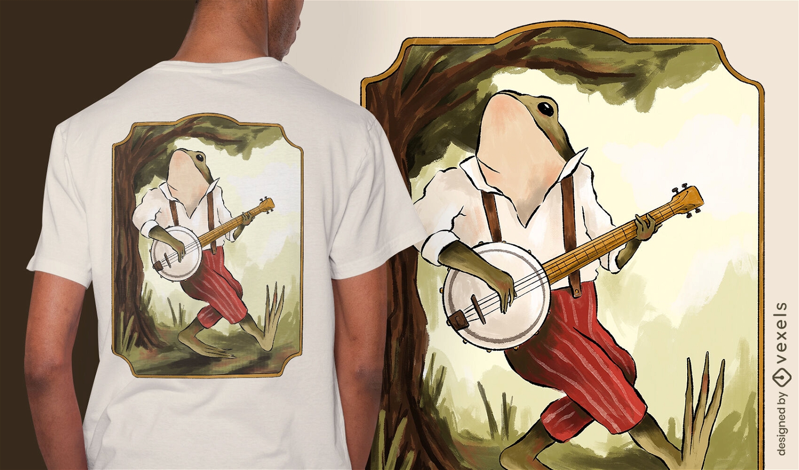 Banjo-Frosch-T-Shirt-Design