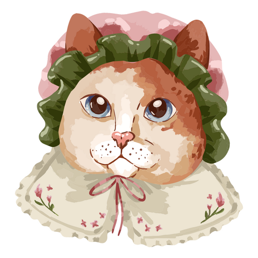 Cat wearing a hat and a collar PNG Design