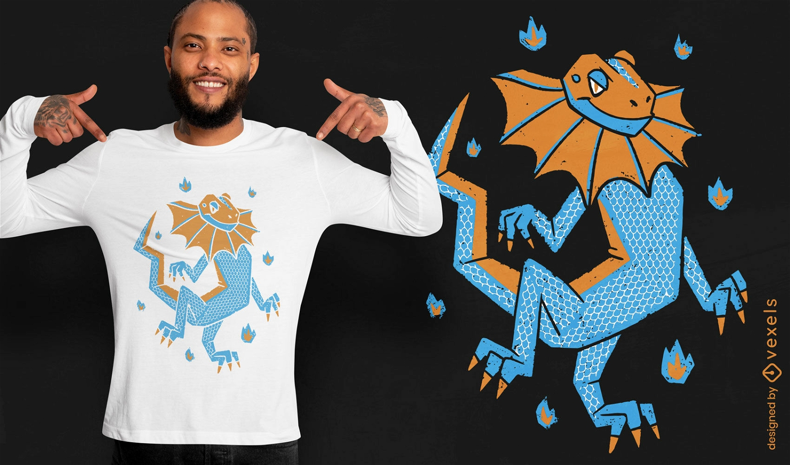 Diseño de camiseta de animal de dragón de dibujos animados