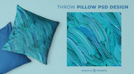 Diseño de almohada de tiro de pintura de aceite azul