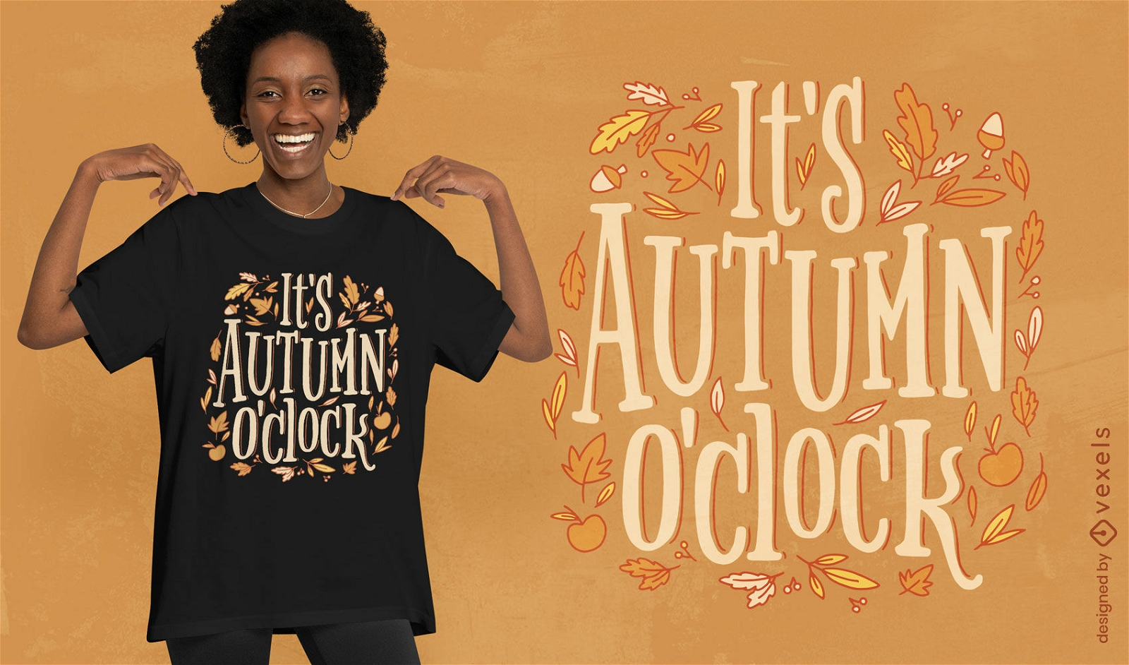 Design de camiseta com letras de temporada de outono