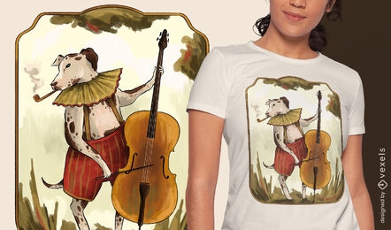 Vintage musician dog t-shirt design