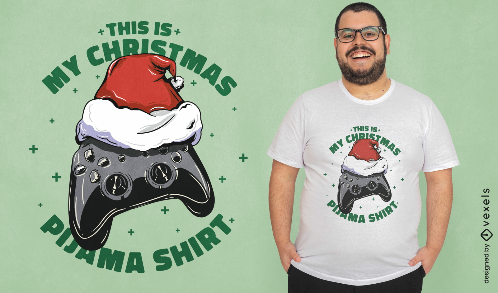 Diseño de camiseta de joystick navideño