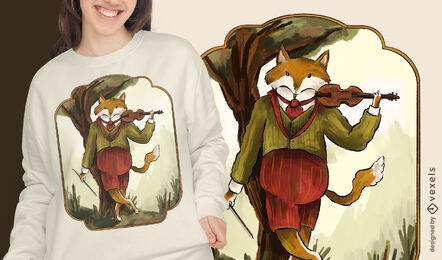 Violinist fox t-shirt design