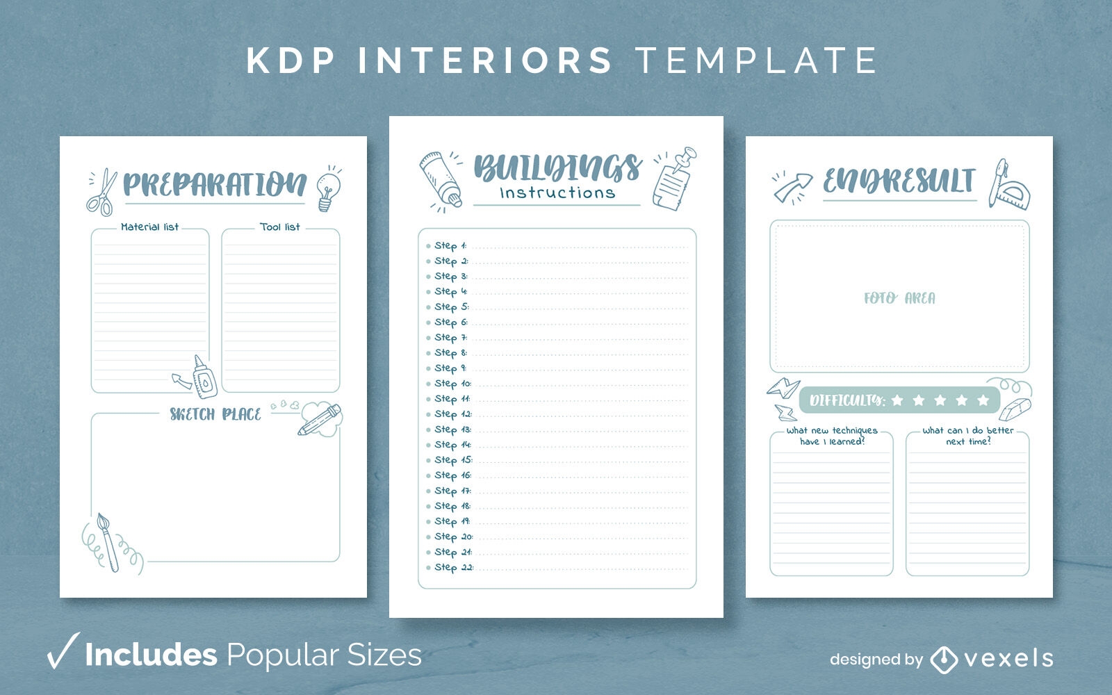 Arts and crafts diary design template KDP
