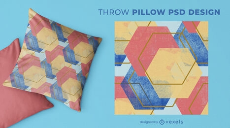 Hexagon shapes throw pillow design