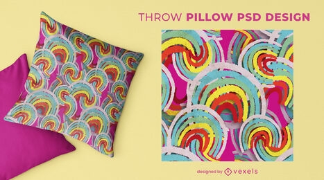 Abstract rainbow crayon throw pillow design