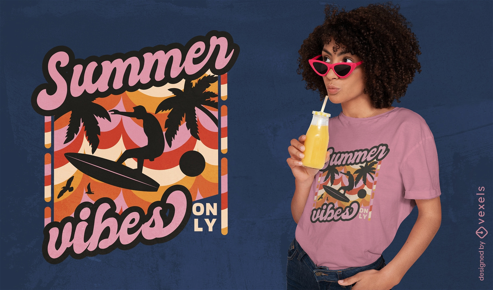 Sommer-Surf-Silhouette-T-Shirt-Design