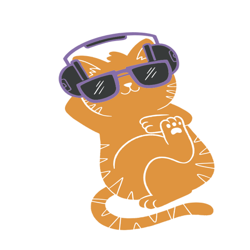 Gato usando fones de ouvido e ouvindo música Desenho PNG