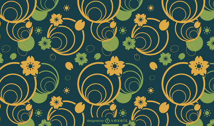 Diseño de patrón de flores y formas geométricas.
