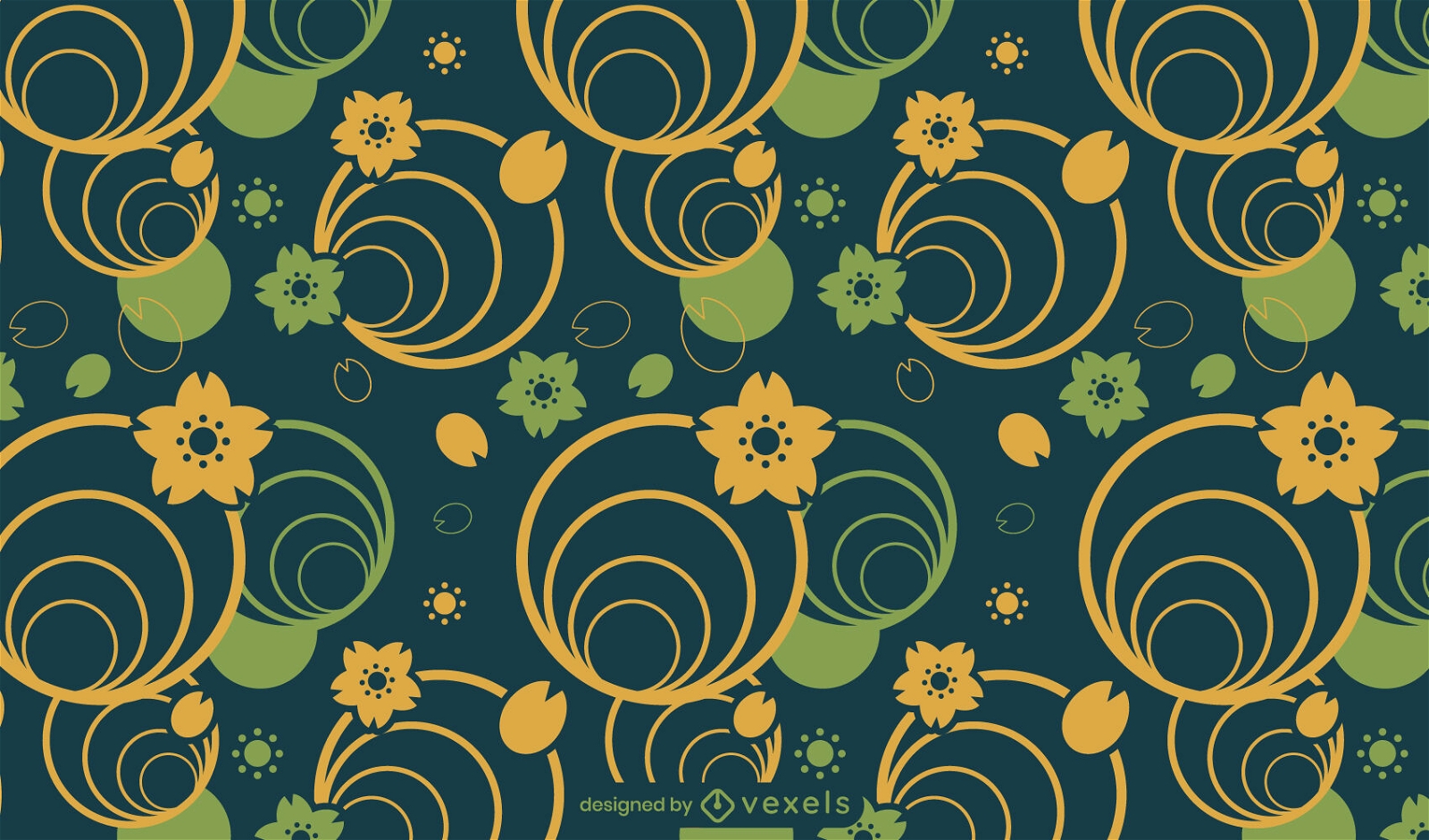 Flowers and geometric shapes pattern design