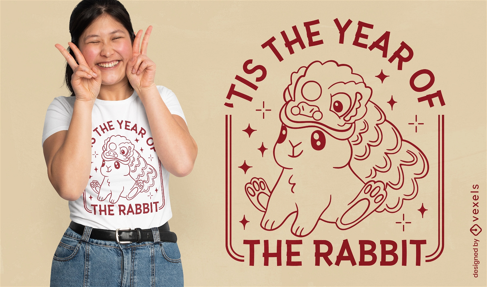 Ano do design de t-shirt de ano novo chinês de coelho
