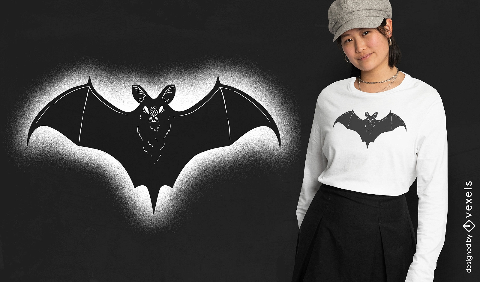 Goth bat highlighted t-shirt design