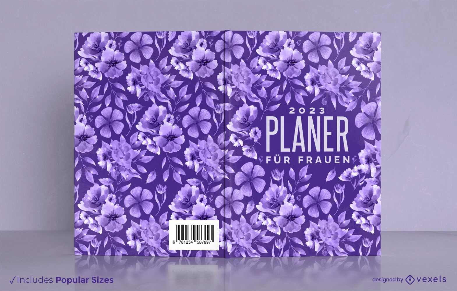 Buchcover-Design mit lila Blumennatur