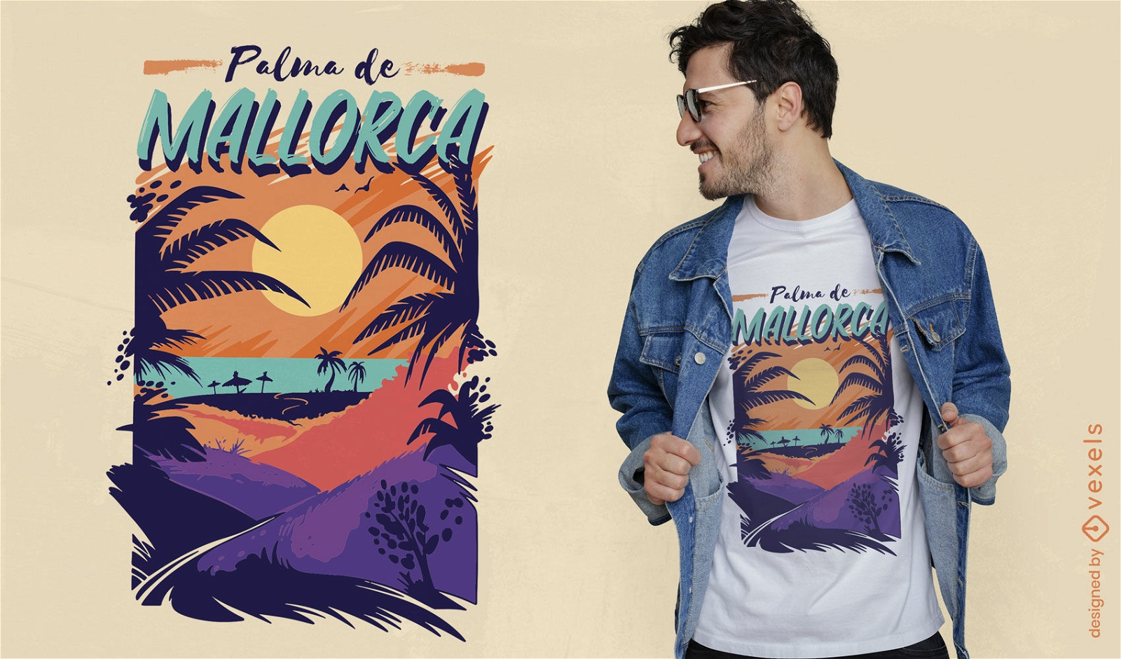 Beach in Palma de Mallorca t-shirt design