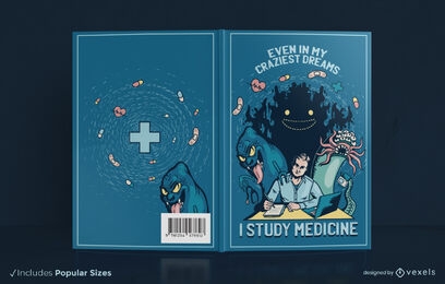 Design de capa de livro de estudantes e monstros