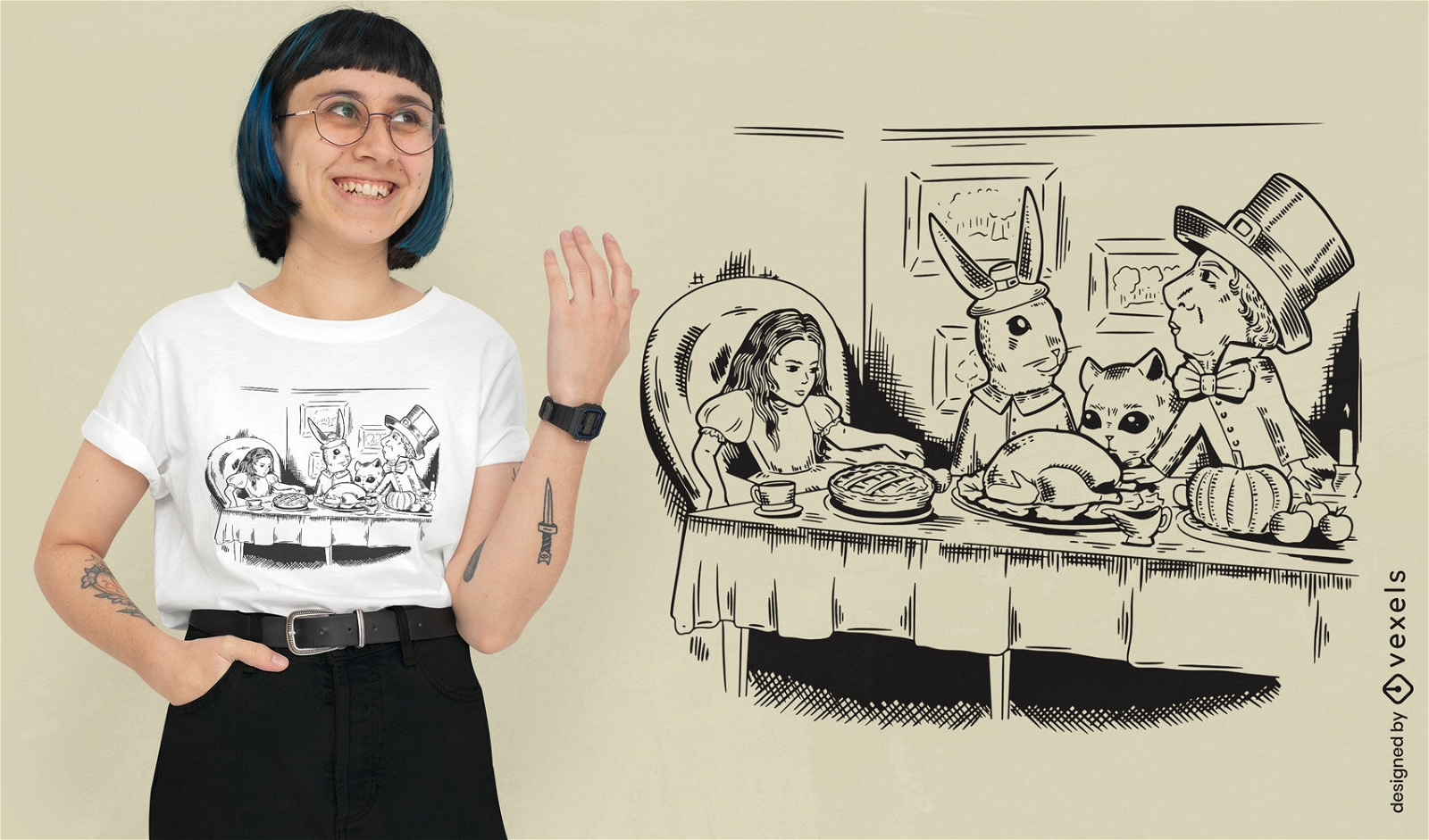 Fantasy thanksgiving dinner t-shirt design