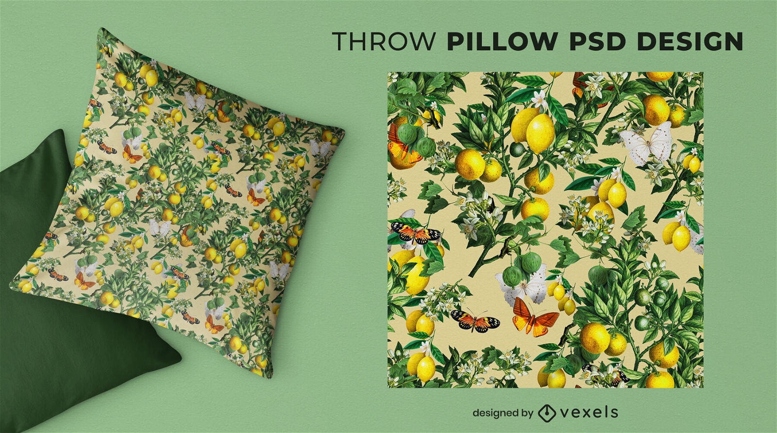 Lemon tree throw pillow design