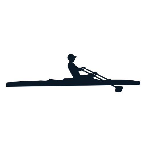 Silhouette of a person rowing a boat PNG Design