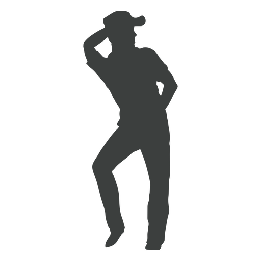Silhouette eines Mannes mit Hut auf dem Kopf PNG-Design