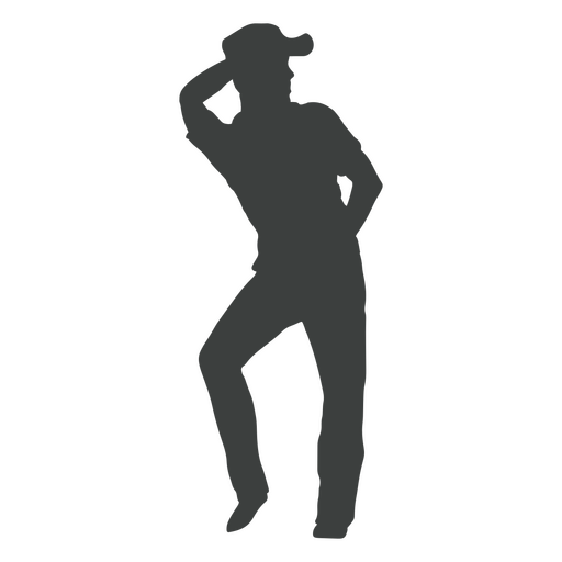 Silhouette of a man with a hat on his head PNG Design