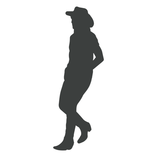 Silhueta de uma mulher com chapéu de cowboy Desenho PNG