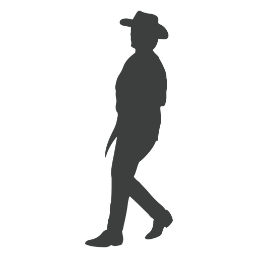 Silhueta de um homem andando com um chapéu de cowboy Desenho PNG