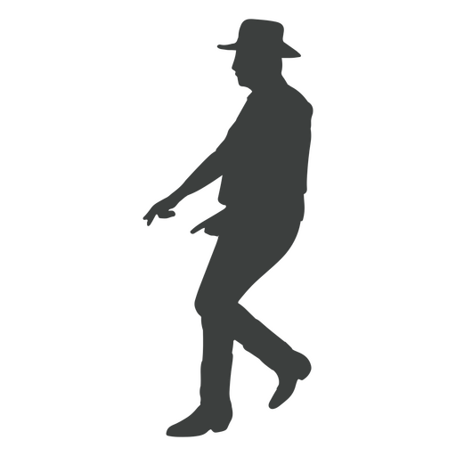 Silhouette of a guy in a cowboy hat PNG Design