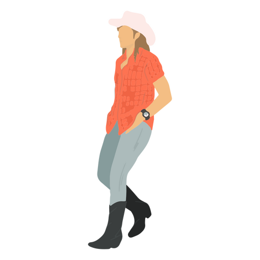 Woman wearing a cowboy hat and jeans PNG Design