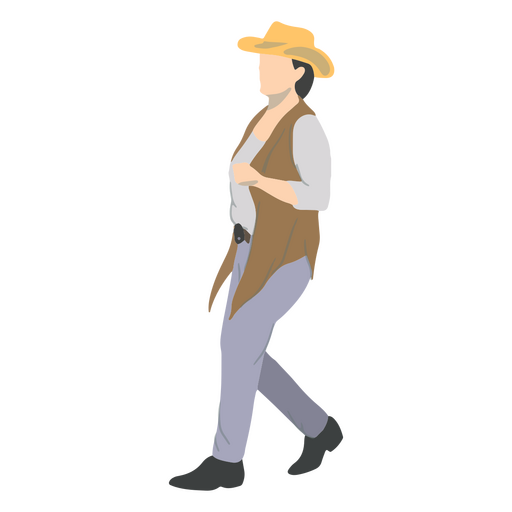 Woman in a cowboy hat walking PNG Design