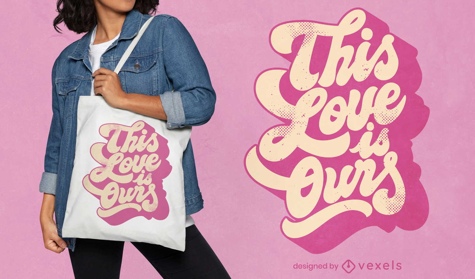 Love lettering valentines day tote bag design