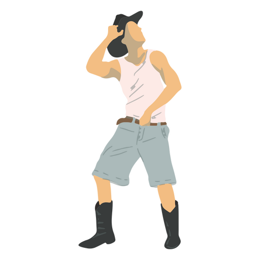 Man in shorts and a cowboy hat is dancing PNG Design