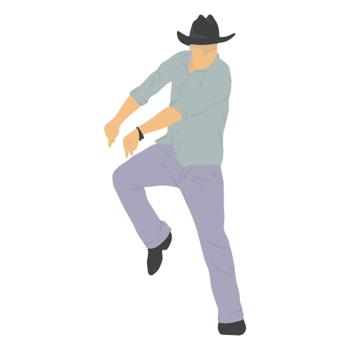 Man in a black cowboy hat is dancing PNG Design