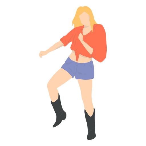 Woman in cowboy boots dancing PNG Design