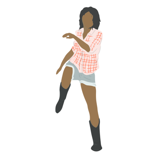 Woman in a plaid shirt is dancing PNG Design