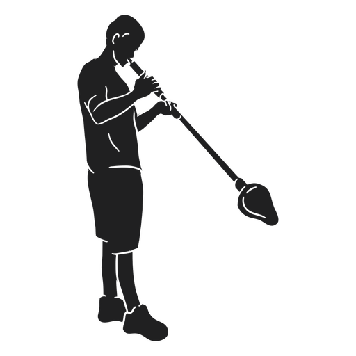 Silhouette of a man playing a flute PNG Design