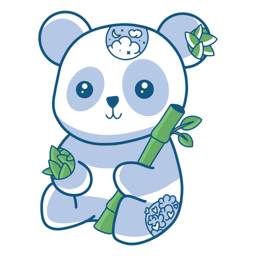 Oso panda sosteniendo una vara de bambú Diseño PNG