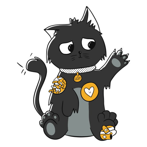 Gato negro sosteniendo una galleta en forma de corazón Diseño PNG